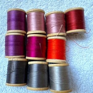 Belding Corticelli 100% Pure Silk Thread 9 Wooden Spools Assorted Amounts